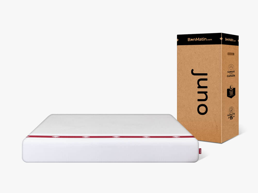 juno-9-fr Matelas Juno à côté de sa boîte